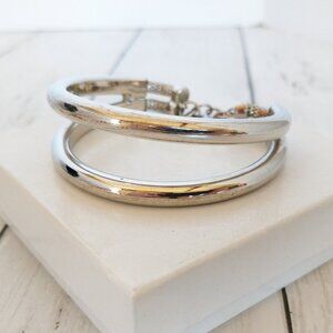Bangle Bracelet Silvertone Fashion Jewelry Double Bangle Coastal Grandma Classic